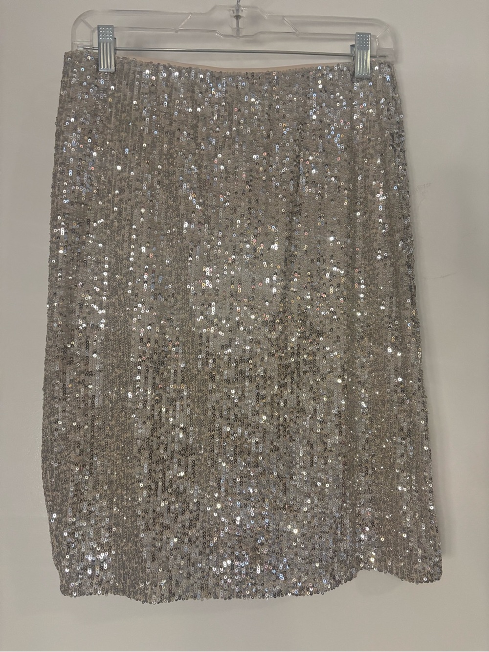 Cable & Gauge Sequin Pencil Skirt in Champagne/Silver